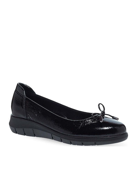 Leder Damen Ballerinas Schwarze