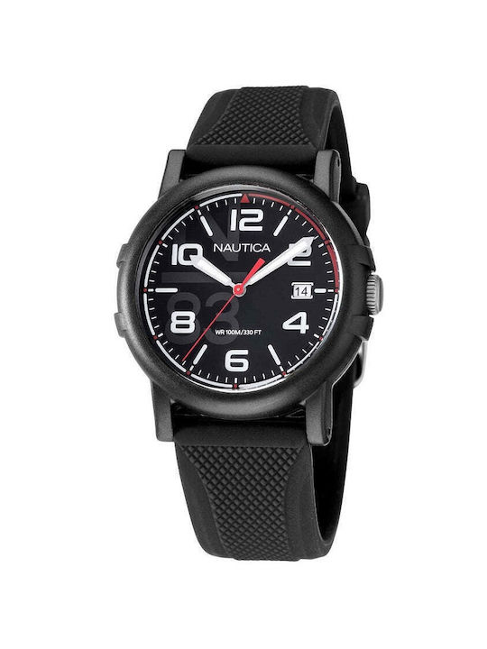 Nautica Watch Battery with Black Rubber Strap