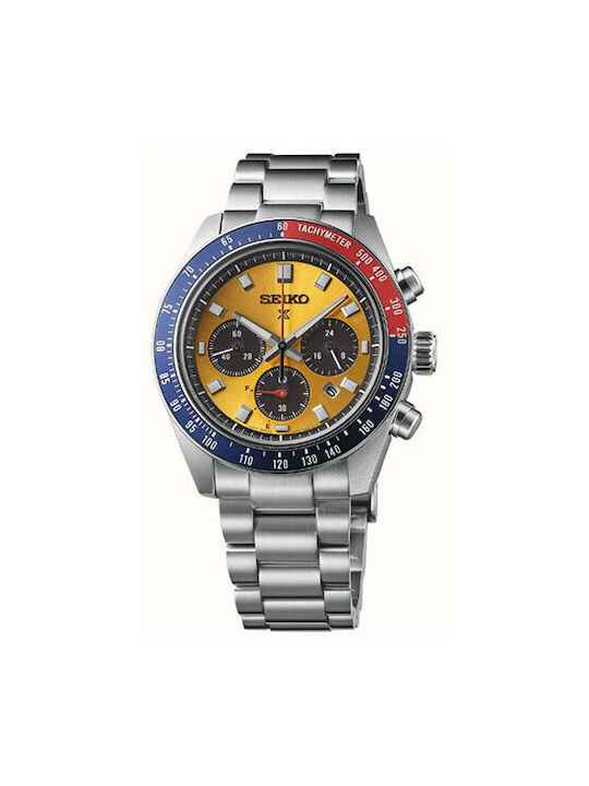 Seiko Prospex Ανδρικό Ρολόι Solar με Ασημί Μεταλλικό Μπρασελέ