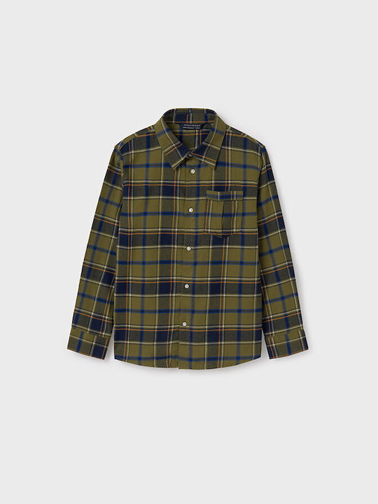 Mayoral Kids Checked Shirt Khaki