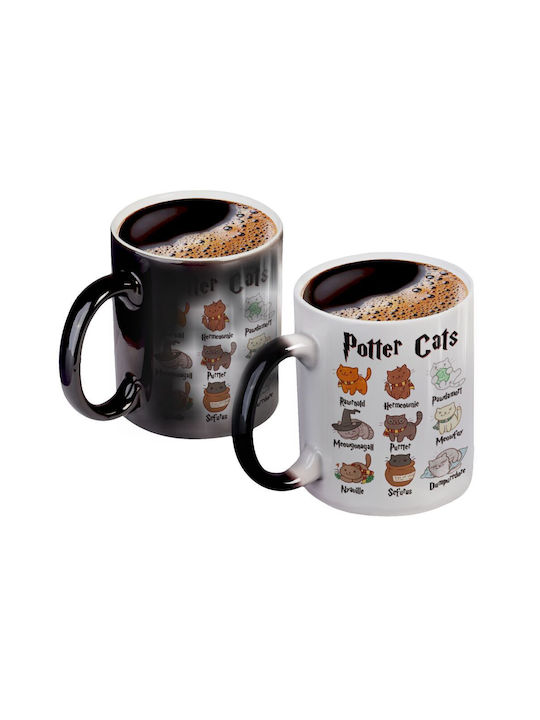 Koupakoupa Potter Cats Schimbare de Căldură Cană Ceramică Neagră 330ml 1buc