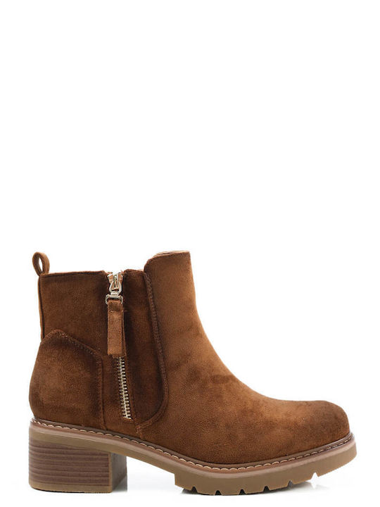 Tan Suede Casual Style Ankle Boots