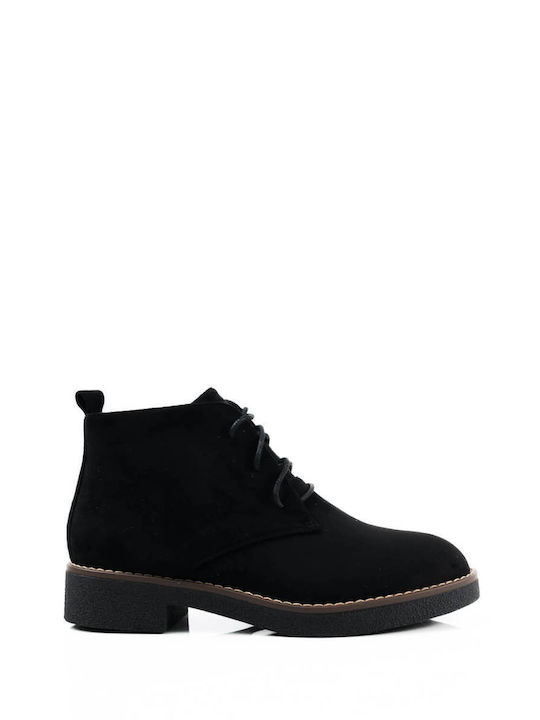 Black Casual Low Lace-Up Boots