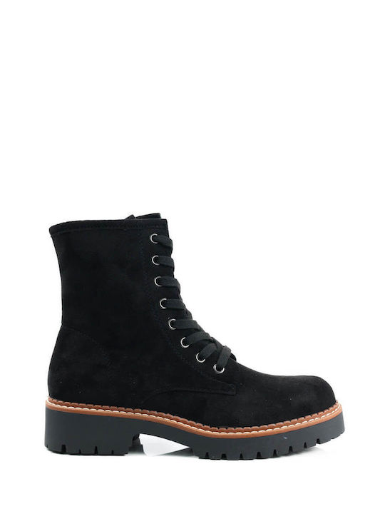 Black Suede Texture Ankle Boots