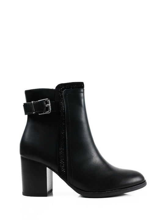 Black Elegant Ankle Boots with Chunky Heel