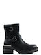 Black Leather Ankle Boots with Double Buckle