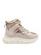 Leather Kids Snow Boots with Zipper Beige