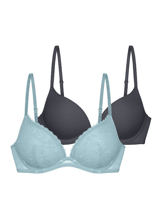 Bra Underwire Grey-light blue