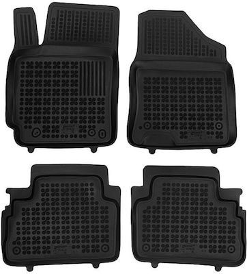 Rezaw Plast Set of Front and Rear Mats Tray Type 4pcs from Rubber for Hyundai Kona Black