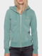 Women's Sweatshirt Jacket Hooded Turquoise