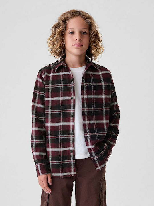 GAP Kids Checked Shirt Long Sleeve burgundy Fla...