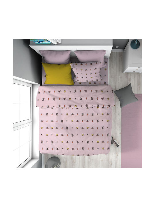 Dimcol Kids Duvet Cover Single Cotton Pink 160x...