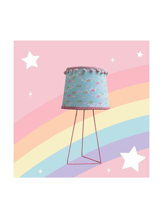 Oxygen Детско Осветително Тяло Странична Настолна Лампа Little Pink Fish Светлосиньо 15x13x20см