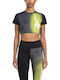 Damen Sport Crop Top Black/Lime