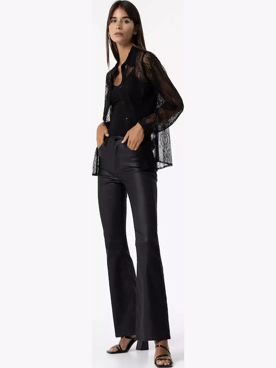 Women's Fabric Trousers Flared Black