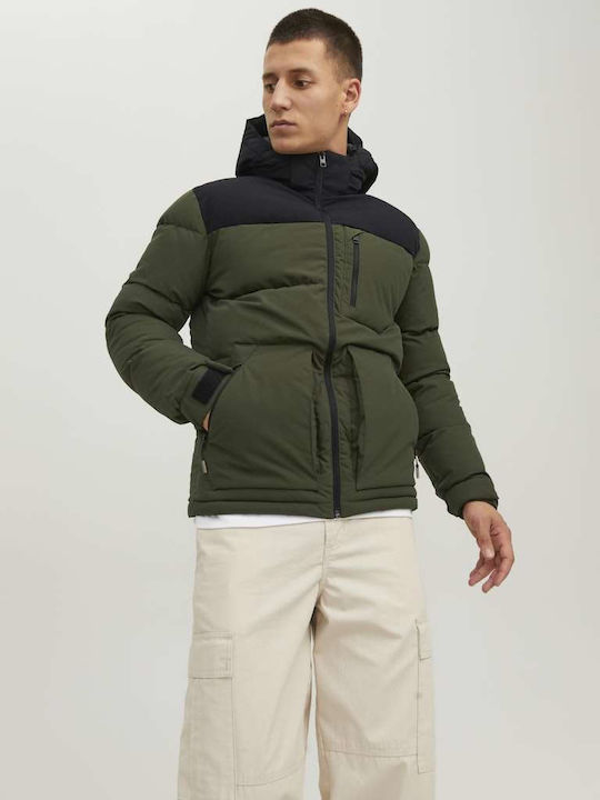 Jack & Jones Men's Puffer Jacket Windproof Green