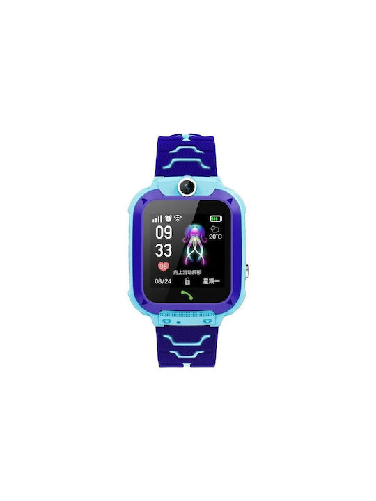 Smartwatch pentru copii cu GPS și curea din cauciuc/plastic Albastru deschis