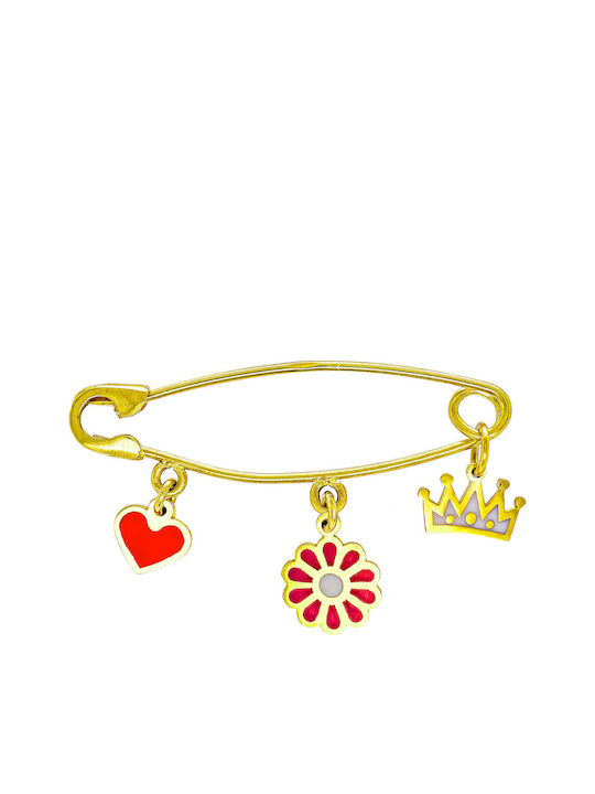 Kiriakos Gofas Child Safety Pin made of Gold 9K for Girl