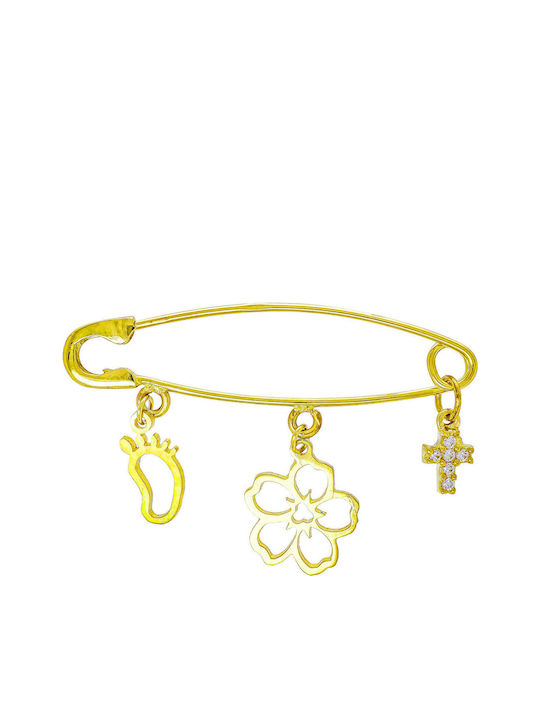 Kiriakos Gofas Child Safety Pin made of Gold 9K for Girl