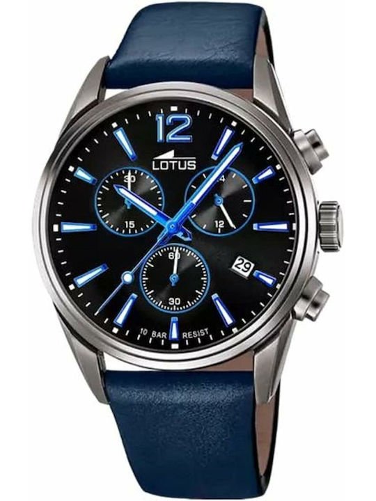 Lotus Watches Ανδρικό Ρολόι Μπαταρίας με Μπλε Δερμάτινο Λουράκι