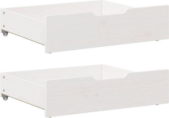 vidaXL Sertar de pat din Lemn Alb 75x55x16cm 2buc