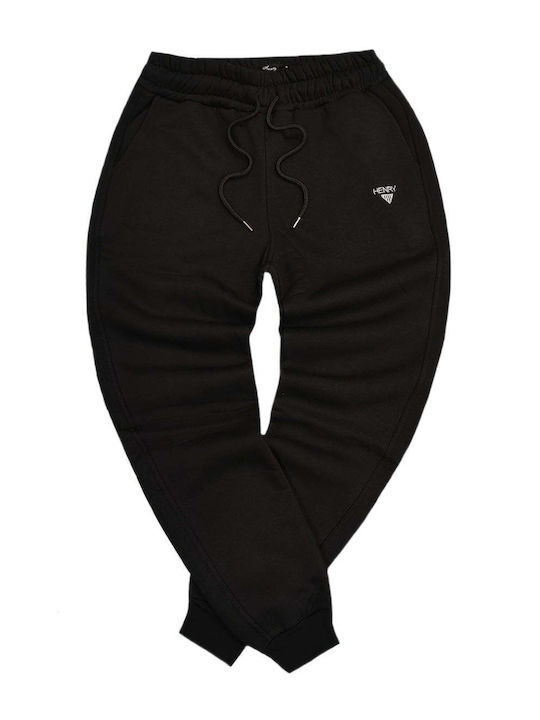 Henry Clothing Παντελόνι Φόρμας με Λάστιχο Μαυρο