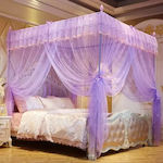 Purple Bed Mosquito Net 180 X 200 Cm with Assembly Metal Frame