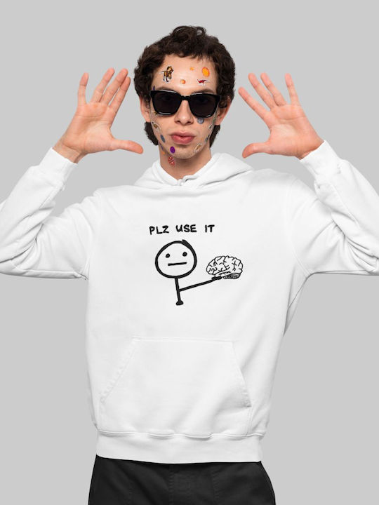 "plz Use It" Hoodie White