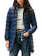 Women's Short Puffer Jacket for Winter with Detachable Hood Dark Blue