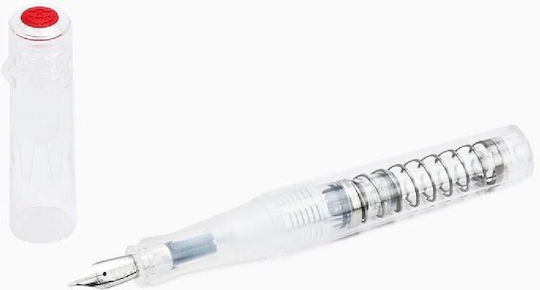 Twsbi Go Spring Load Mechanism Калиграфска Писалка Широк Прозрачна с Червен Мастило