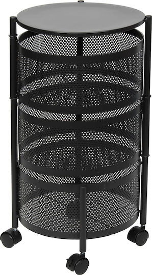 Keskor Metallic Kitchen Trolley 3 Tiers Black 30x30x58cm