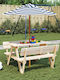 Runder Holz-Garten- und Terrassen-Sonnenschirm Blau Φ1.4xH1.4m