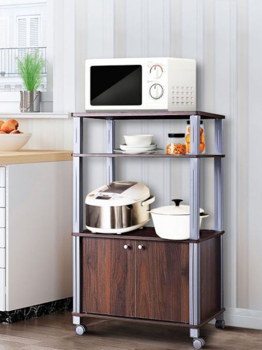 Costway Kitchen Rack Plastic 4 Tiers Brown 60x40x98cm