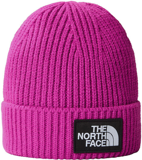 Logo Box Beanie Unisex Căciulă Tricotat în culoarea Fuchsia