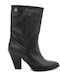 Leder Damenstiefel Cowboy Schwarz