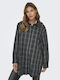 Γυναικείο Καρό Γκρι Overshirt Oversized