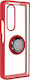 Case Samsung Galaxy Z Fold 3 Bi-material Metal Ring Support Red