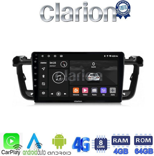 Clarion Car Audio System for Peugeot 508 2010>2017 (Bluetooth/USB/WiFi/GPS/Apple-Carplay/Android-Auto) with Touch Screen 9"