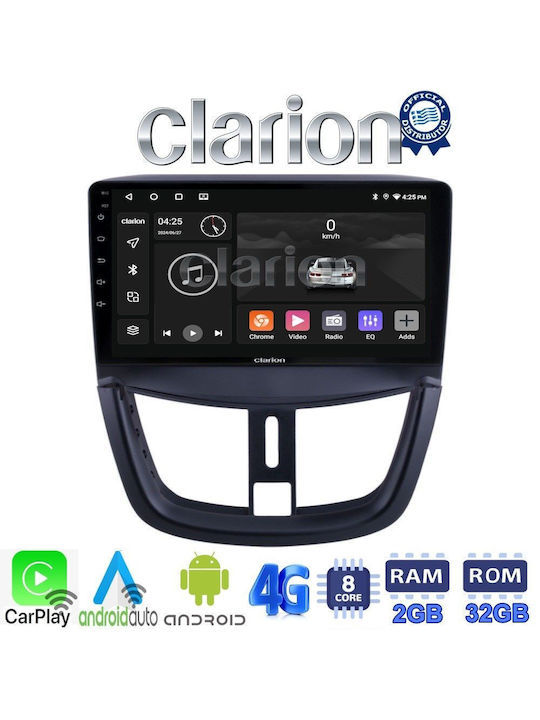 Clarion Ηχοσύστημα Αυτοκινήτου για Peugeot 207 2007-2013 (Bluetooth/USB/WiFi/GPS/Apple-Carplay/Android-Auto) με Οθόνη Αφής 9"
