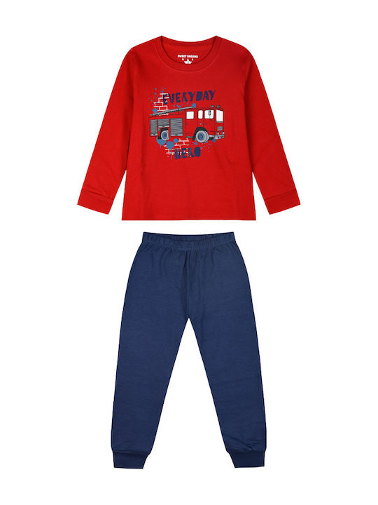 Energiers Kids' Pajamas Winter Indigo Firetruck