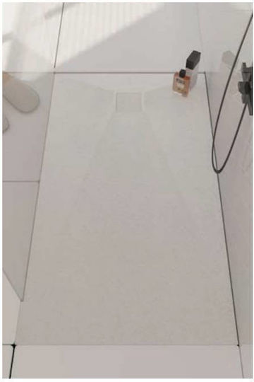 Tema Ορθογώνια Inox Ντουζιέρα 80x100cm GLASS STONE WHITE