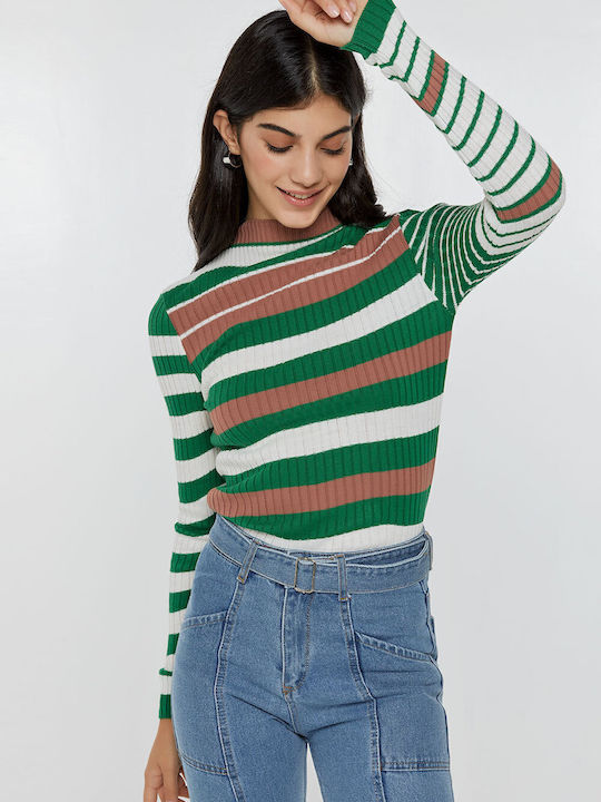 Women's Sweater Striped Green