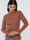 Knitted Blouse with Braids in Dusty Pink
