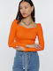 Damen Crop Top orange