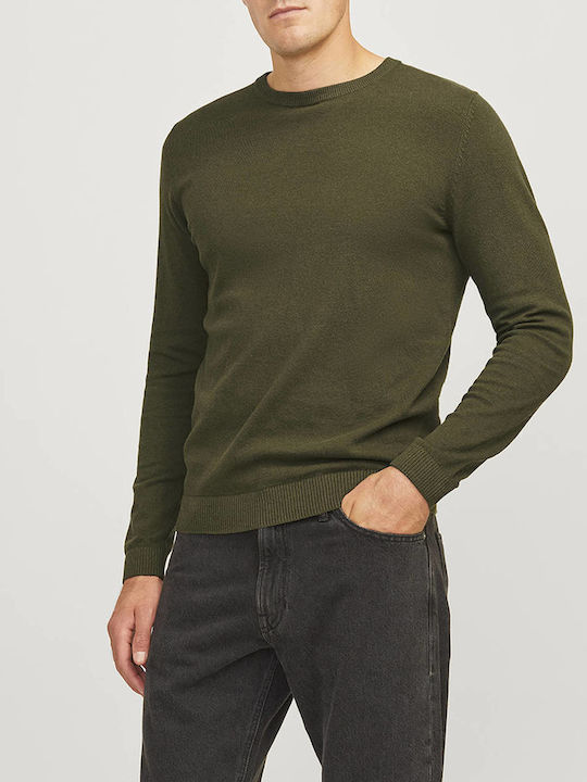 Jack & Jones Crew Neck Ανδρικό Πουλόβερ Μακρυμάνικο Forest Night Olive