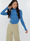 Women's Blouse Turtleneck Blue