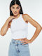 Γυναικείο Crop Top Αμάνικο Λευκό
