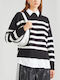 Only Women's Long Sleeve Sweater Turtleneck Striped Black