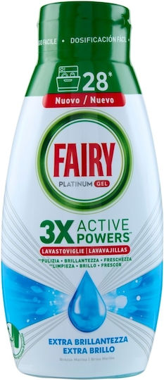 Fairy Platinum Gel Πλυντηρίου Πιάτων 504ml 28 Μεζούρες