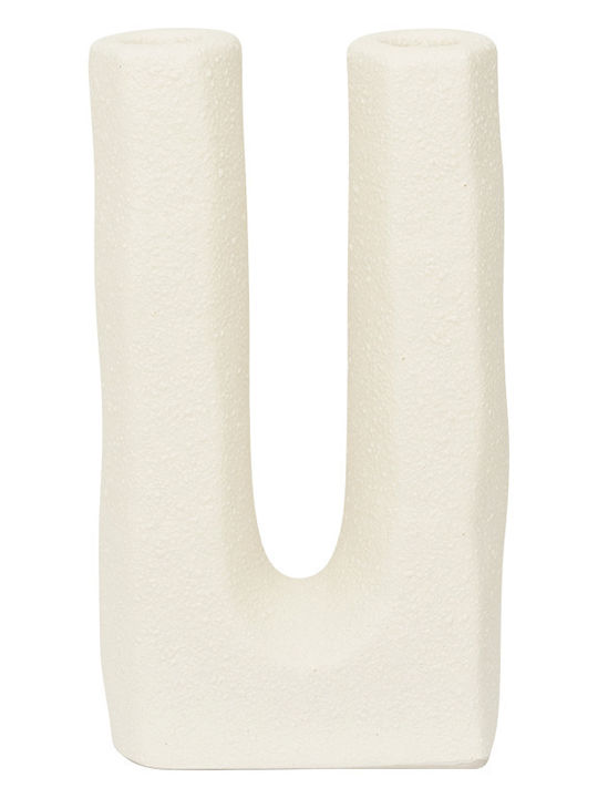 Urban Nature Culture Amsterdam Candle Holder Ceramic in White Color 5x20x20cm 1pcs